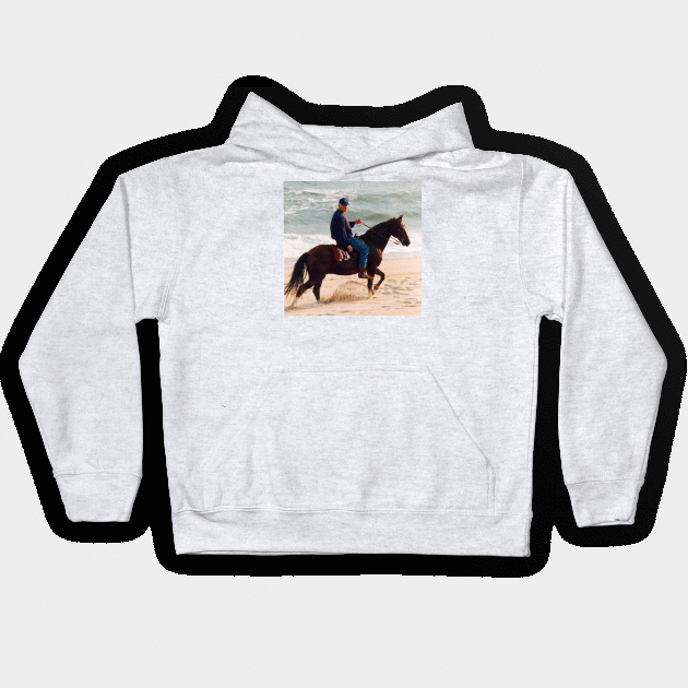 Bill Clinton riding a horse Kids Hoodie by Soriagk